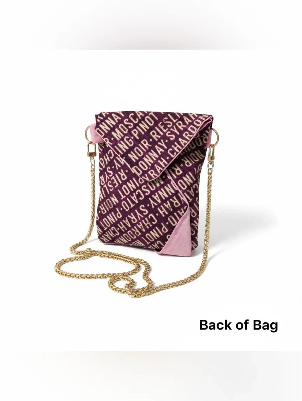 Wine Lover Crossbody Cell Phone Bag 3 Compartment Small Purse Gold Chain